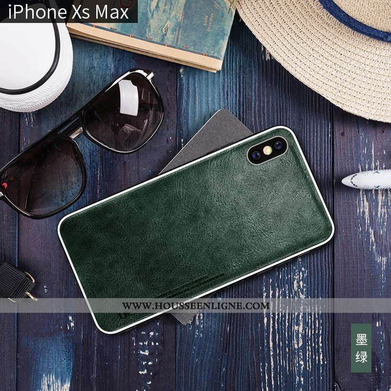 Housse iPhone Xs Max Cuir Fluide Doux Tendance Coque Tout Compris Incassable Net Rouge Marron