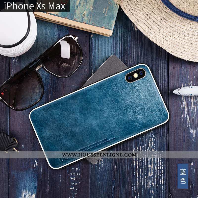 Housse iPhone Xs Max Cuir Fluide Doux Tendance Coque Tout Compris Incassable Net Rouge Marron