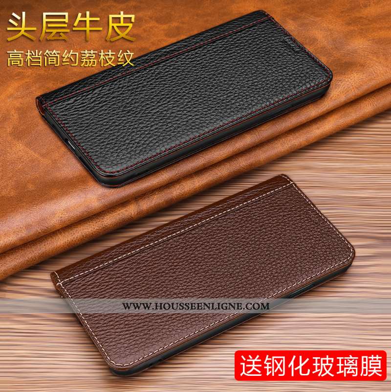Housse iPhone Xs Max Cuir Véritable Cuir Étui Business Rouge Incassable Tout Compris