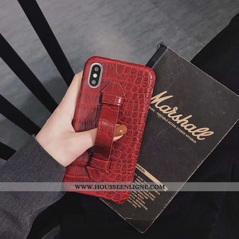 Housse iPhone Xs Max Luxe Cuir Téléphone Portable Étui Coque Crocodile Rouge