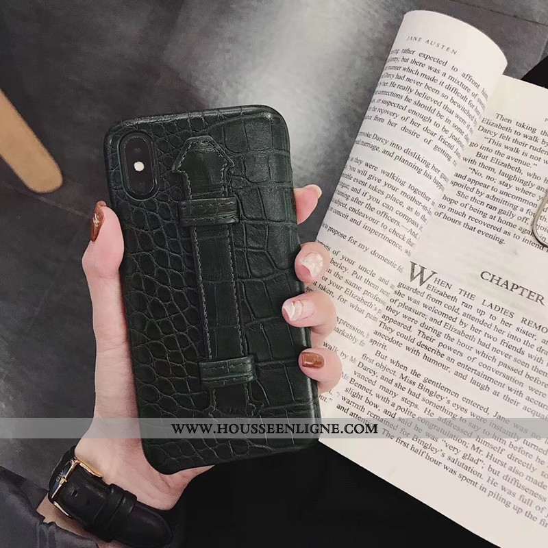 Housse iPhone Xs Max Luxe Cuir Téléphone Portable Étui Coque Crocodile Rouge