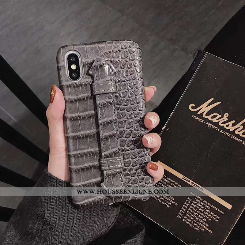 Housse iPhone Xs Max Luxe Cuir Téléphone Portable Étui Coque Crocodile Rouge