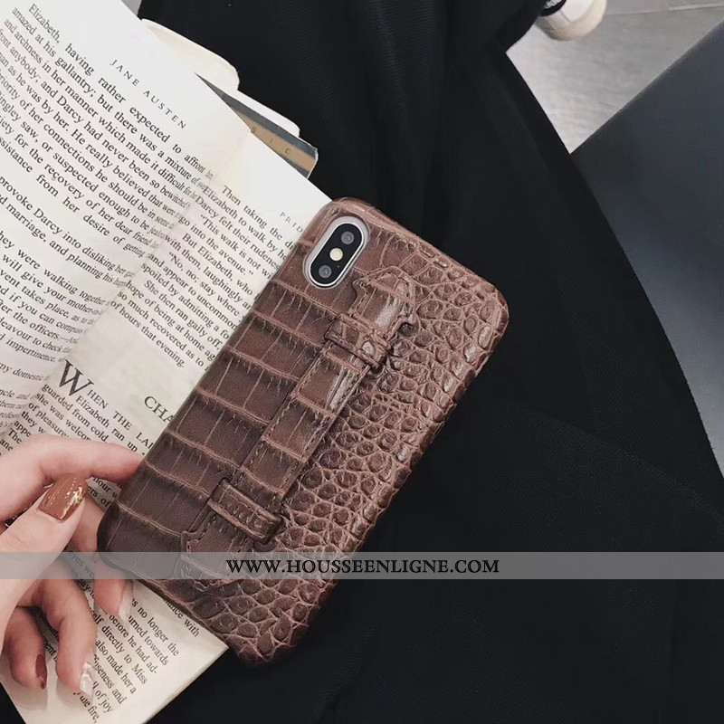 Housse iPhone Xs Max Luxe Cuir Téléphone Portable Étui Coque Crocodile Rouge