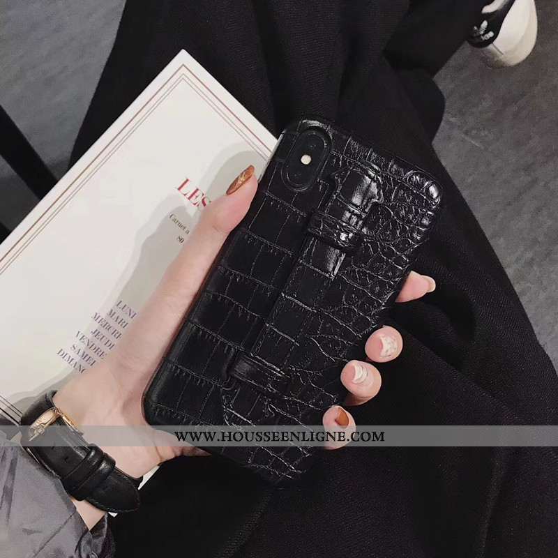 Housse iPhone Xs Max Luxe Cuir Téléphone Portable Étui Coque Crocodile Rouge