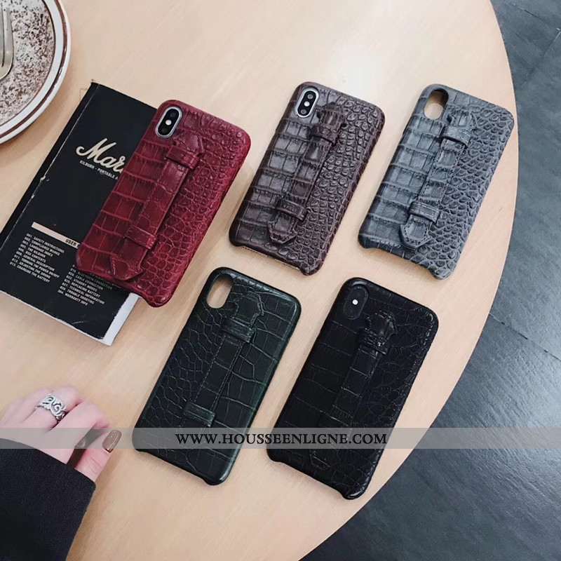 Housse iPhone Xs Max Luxe Cuir Téléphone Portable Étui Coque Crocodile Rouge