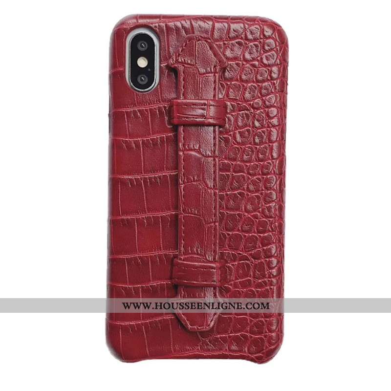 Housse iPhone Xs Max Luxe Cuir Téléphone Portable Étui Coque Crocodile Rouge