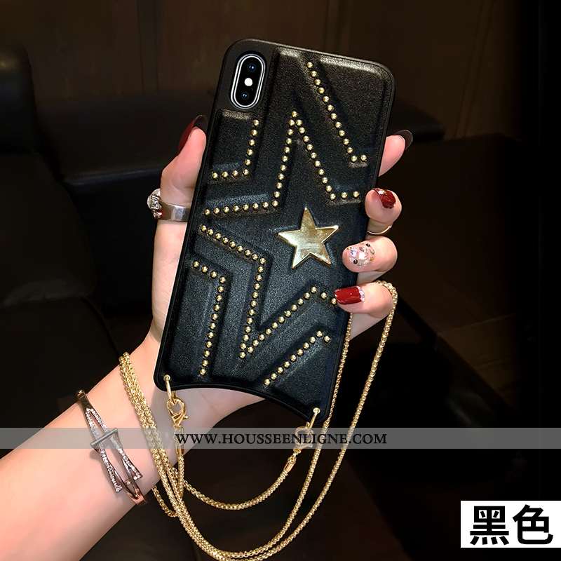 Housse iPhone Xs Max Protection Créatif Coque Étui Rouge Cuir Rivet