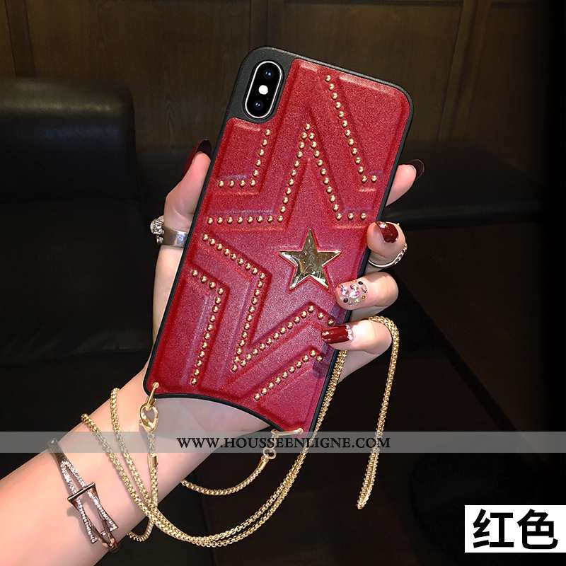 Housse iPhone Xs Max Protection Créatif Coque Étui Rouge Cuir Rivet