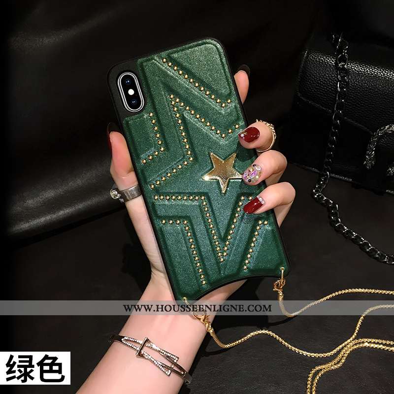 Housse iPhone Xs Max Protection Créatif Coque Étui Rouge Cuir Rivet