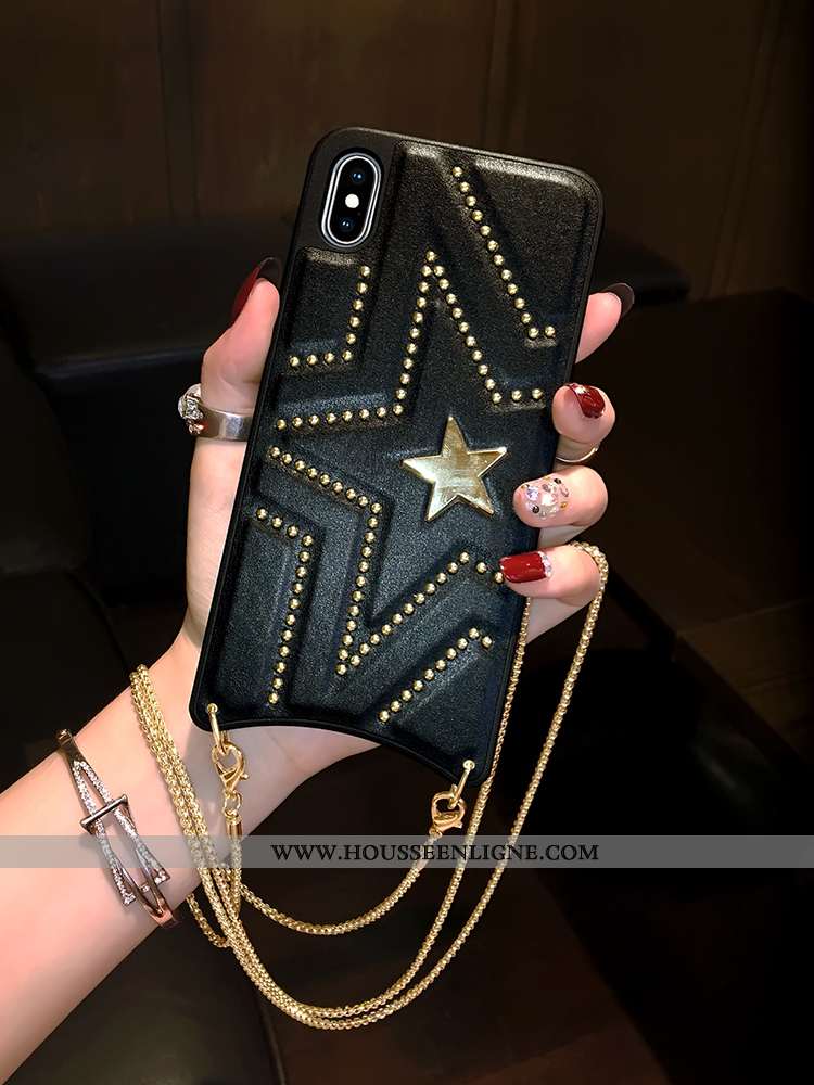 Housse iPhone Xs Max Protection Créatif Coque Étui Rouge Cuir Rivet