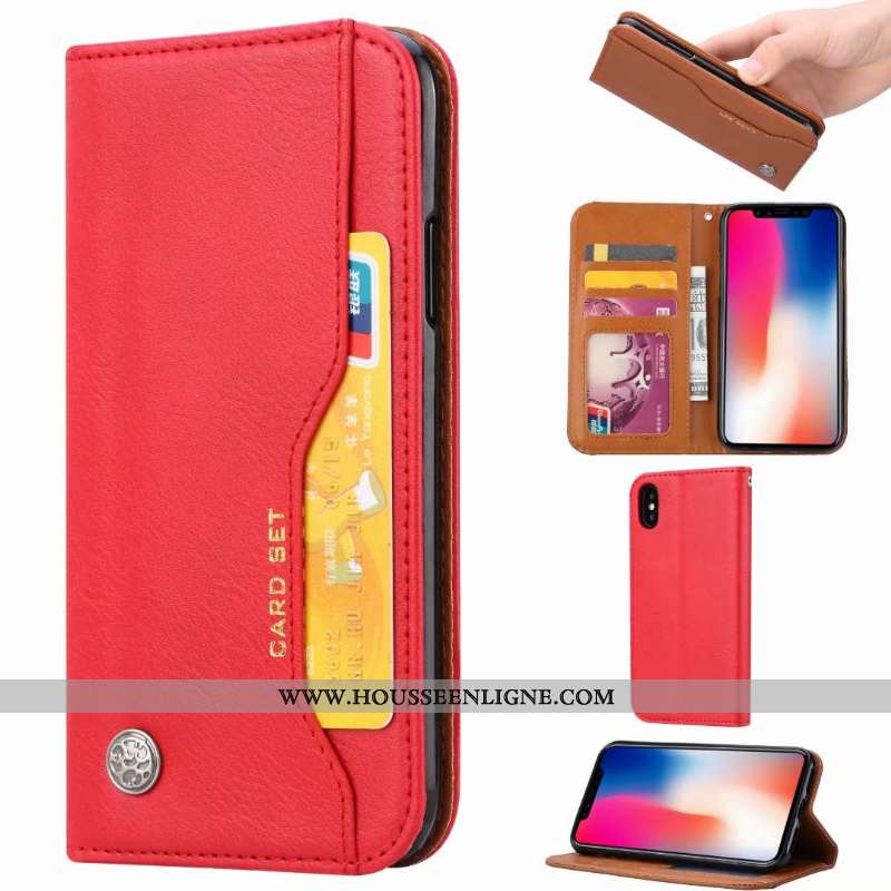 Housse iPhone Xs Max Protection Cuir Incassable Carte Coque Tout Compris Marron