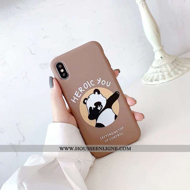 Housse iPhone Xs Max Protection Personnalité Chat Silicone Téléphone Portable Coque Étui Marron