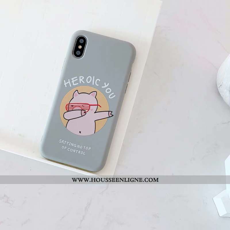 Housse iPhone Xs Max Protection Personnalité Chat Silicone Téléphone Portable Coque Étui Marron
