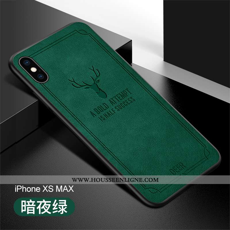 Housse iPhone Xs Max Protection Ultra Coque Silicone Légère Vert Cuir Orange
