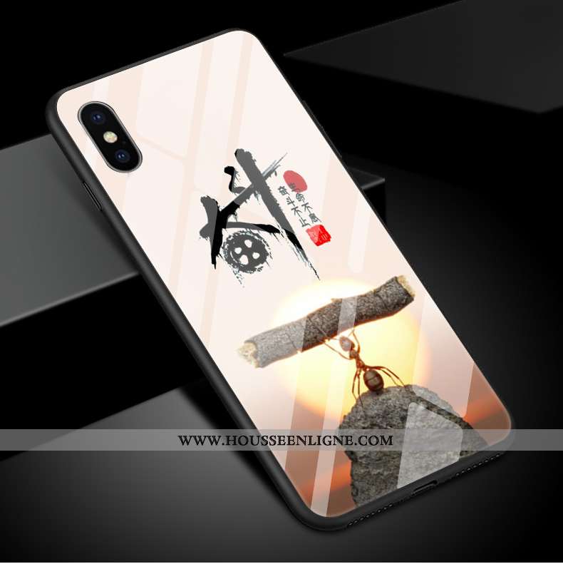 Housse iPhone Xs Max Protection Verre Miroir Simple Étui Coque Art Bleu