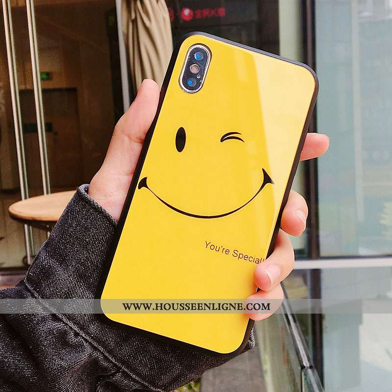 Housse iPhone Xs Max Protection Verre Miroir Souriant Coque Vent Tout Compris Blanche