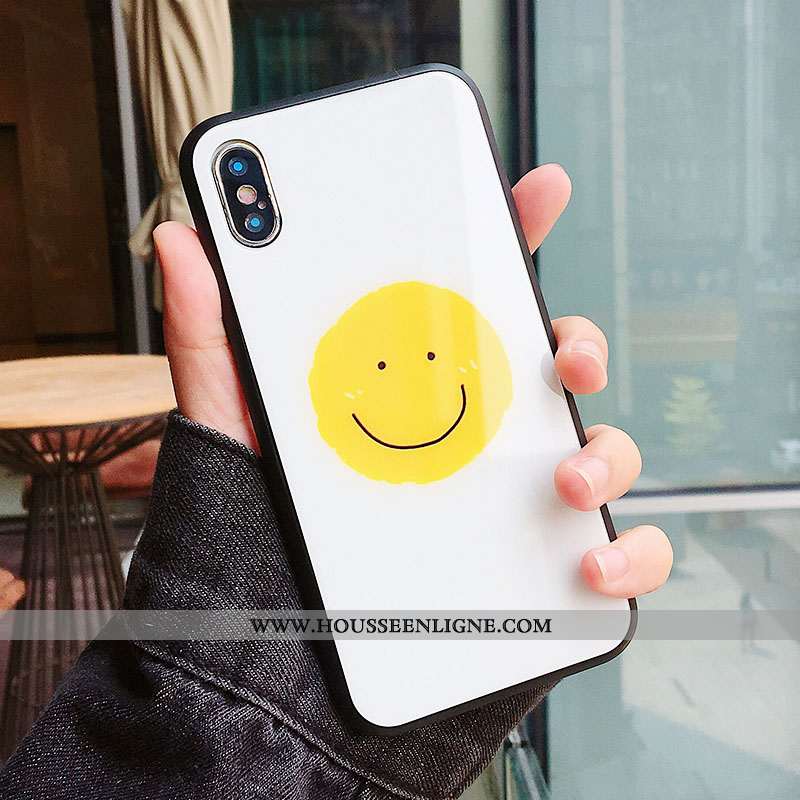 Housse iPhone Xs Max Protection Verre Miroir Souriant Coque Vent Tout Compris Blanche