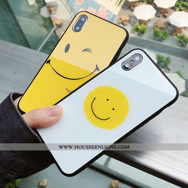 Housse iPhone Xs Max Protection Verre Miroir Souriant Coque Vent Tout Compris Blanche