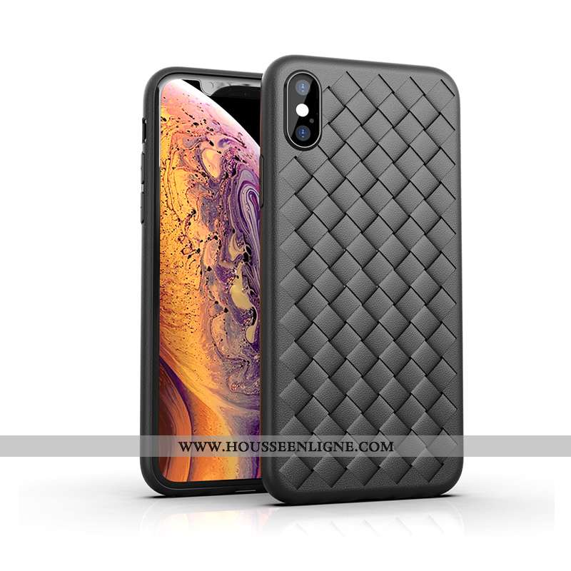 Housse iPhone Xs Max Silicone Protection Incassable Respirant Simple Tissage Étui Noir