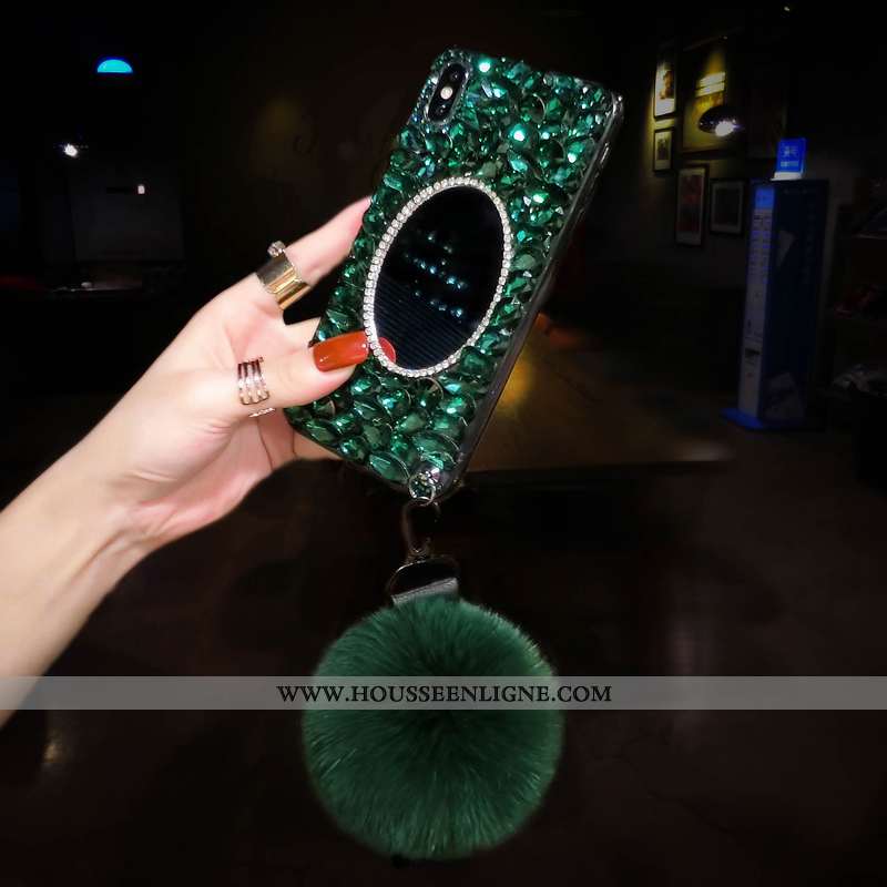 Housse iPhone Xs Max Strass Tendance Téléphone Portable Luxe Coque Rouge Net Rouge
