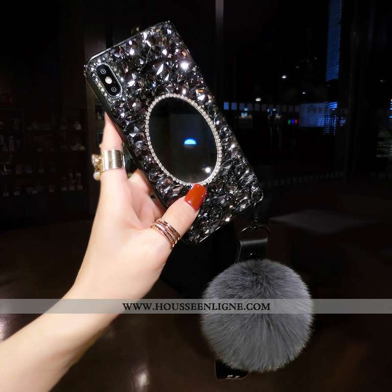 Housse iPhone Xs Max Strass Tendance Téléphone Portable Luxe Coque Rouge Net Rouge