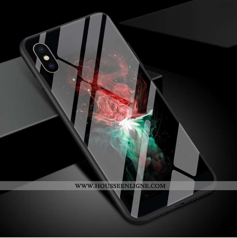 Housse iPhone Xs Max Tendance Verre Noir Simple Étui Élégant Personnalité