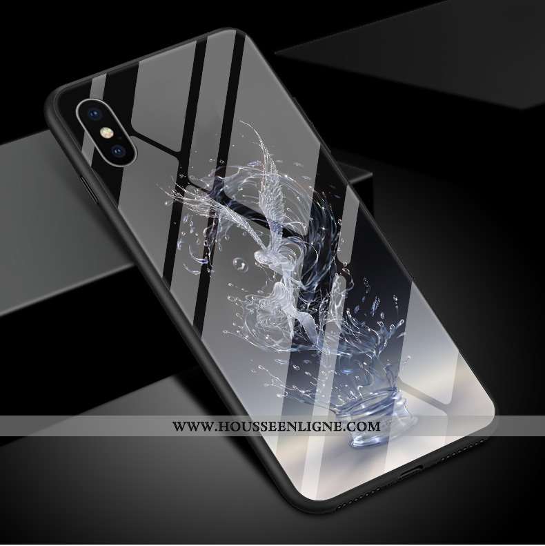Housse iPhone Xs Max Tendance Verre Noir Simple Étui Élégant Personnalité