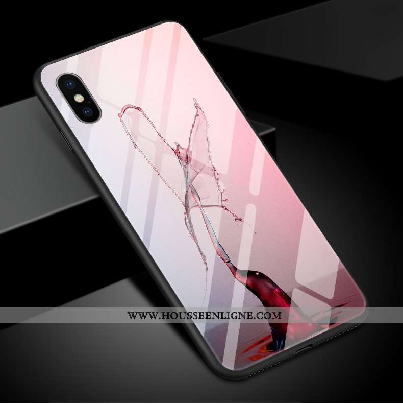 Housse iPhone Xs Max Tendance Verre Noir Simple Étui Élégant Personnalité