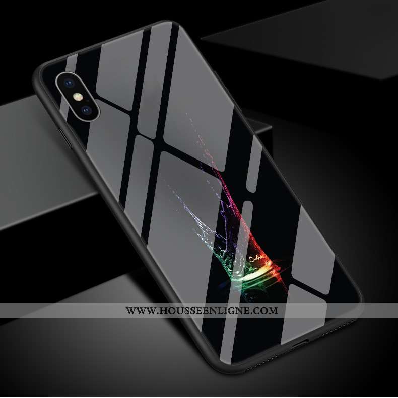 Housse iPhone Xs Max Tendance Verre Noir Simple Étui Élégant Personnalité