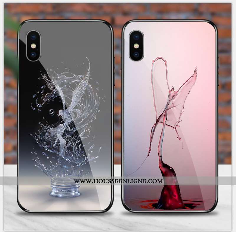 Housse iPhone Xs Max Tendance Verre Noir Simple Étui Élégant Personnalité