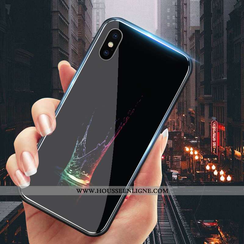 Housse iPhone Xs Max Tendance Verre Noir Simple Étui Élégant Personnalité