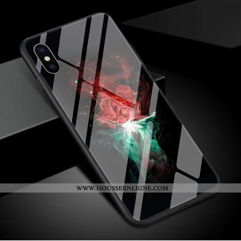 Housse iPhone Xs Max Tendance Verre Noir Simple Étui Élégant Personnalité