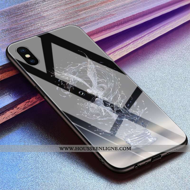 Housse iPhone Xs Max Tendance Verre Noir Simple Étui Élégant Personnalité
