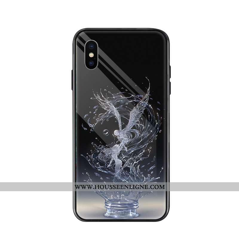 Housse iPhone Xs Max Tendance Verre Noir Simple Étui Élégant Personnalité