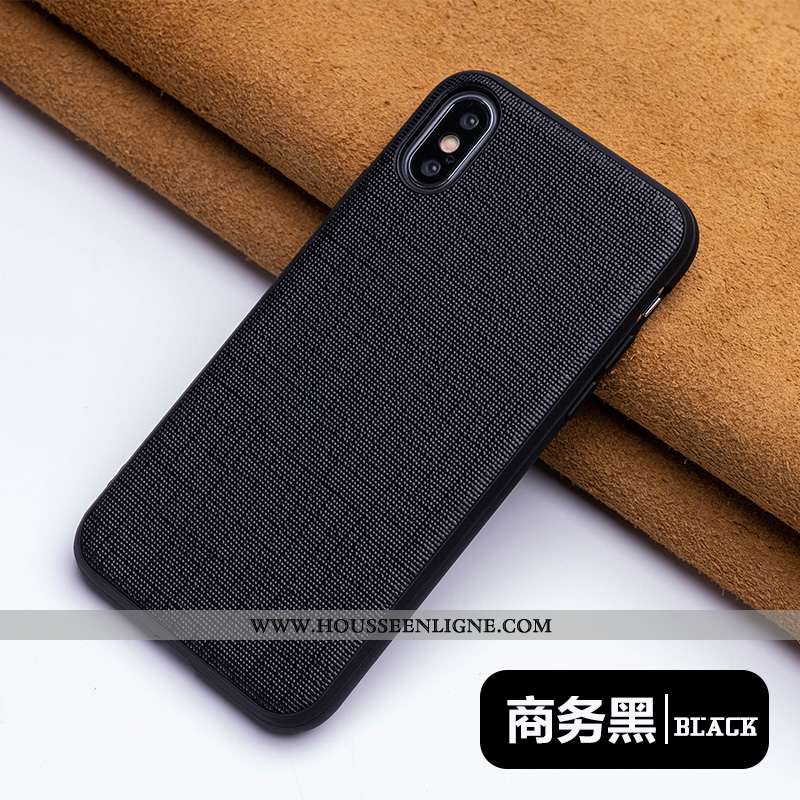 Housse iPhone Xs Max Ultra Tendance Légère Protection Cuir Étui Créatif Noir