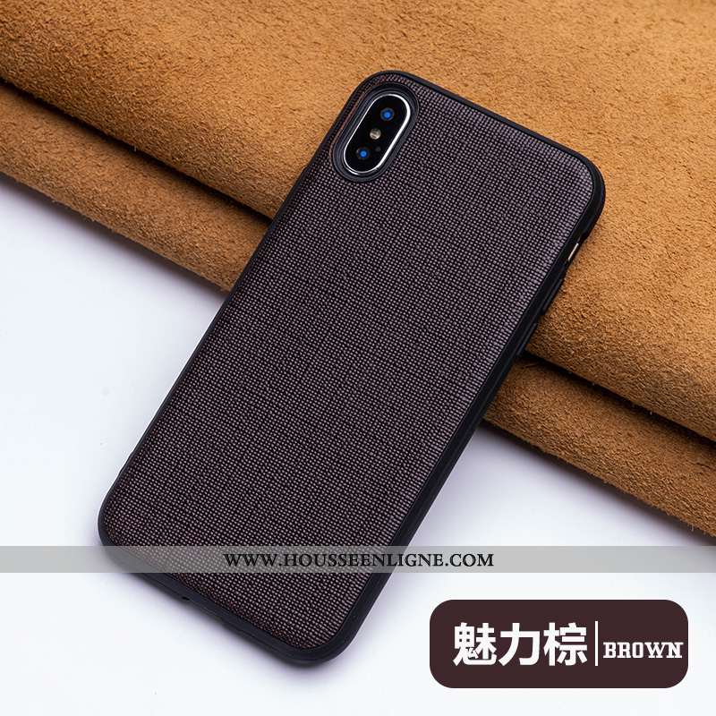 Housse iPhone Xs Max Ultra Tendance Légère Protection Cuir Étui Créatif Noir