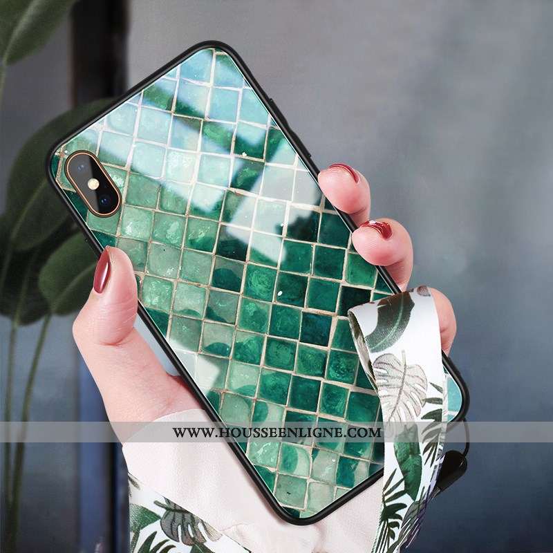 Housse iPhone Xs Max Verre Tendance Téléphone Portable Silicone Coque Nouveau Vert Verte