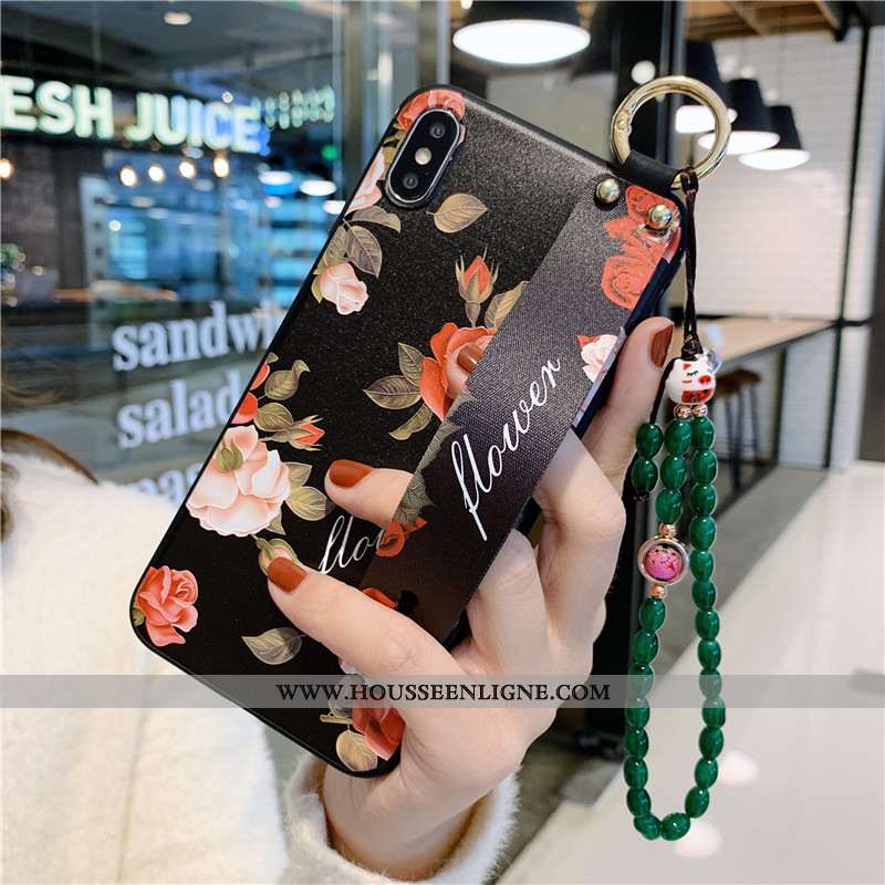 Housse iPhone Xs Max Vintage Protection Téléphone Portable Support Vent Coque Tout Compris Noir