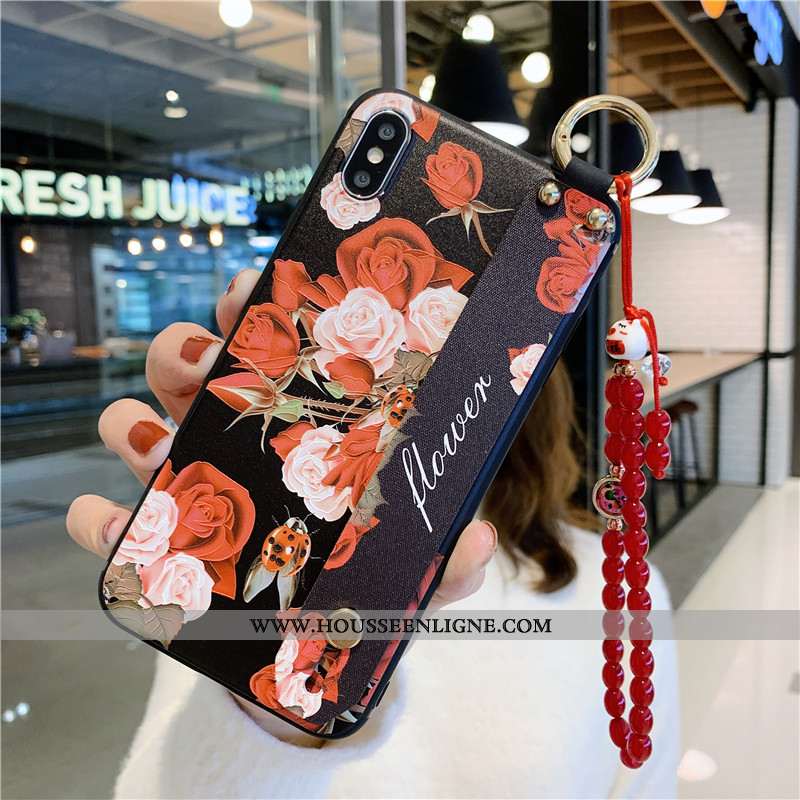 Housse iPhone Xs Max Vintage Protection Téléphone Portable Support Vent Coque Tout Compris Noir