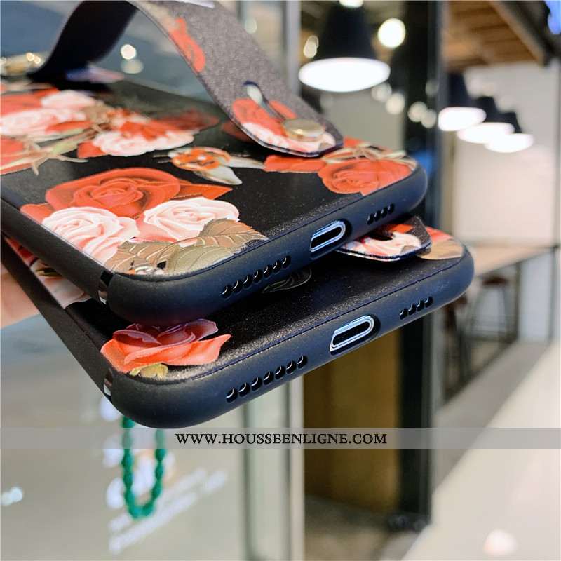 Housse iPhone Xs Max Vintage Protection Téléphone Portable Support Vent Coque Tout Compris Noir