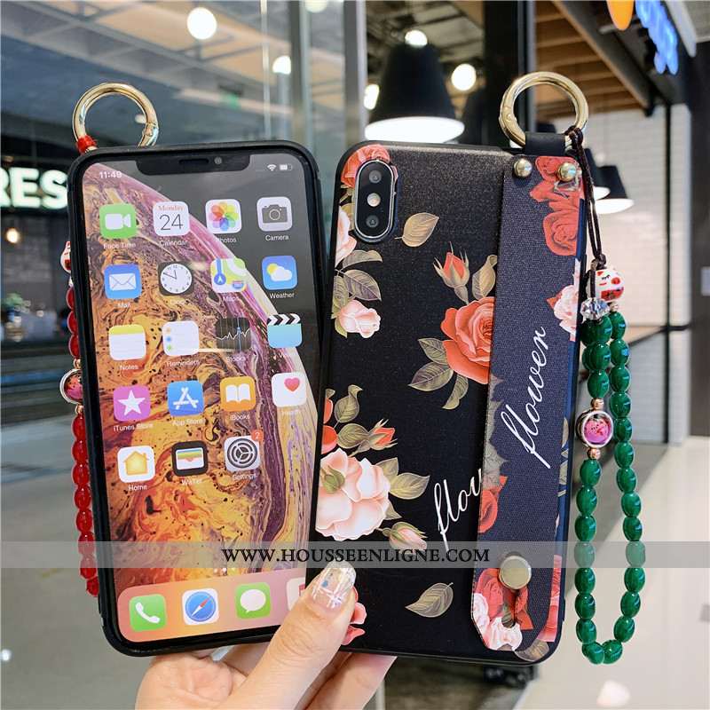 Housse iPhone Xs Max Vintage Protection Téléphone Portable Support Vent Coque Tout Compris Noir