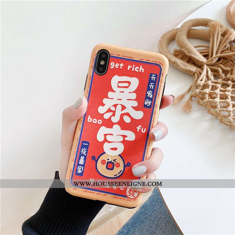 Housse iPhone Xs Modèle Fleurie Fluide Doux Étui Rouge Coque Personnalité Téléphone Portable