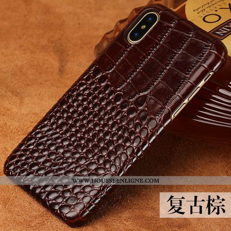 Housse iPhone Xs Personnalité Créatif Luxe Tendance Mode Coque Cuir Véritable Noir