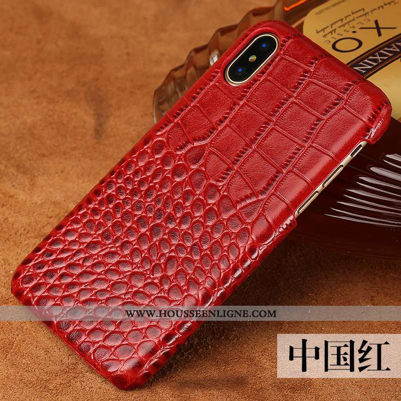 Housse iPhone Xs Personnalité Créatif Luxe Tendance Mode Coque Cuir Véritable Noir
