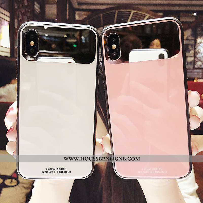 Housse iPhone Xs Personnalité Tendance Verre Téléphone Portable Coque Miroir Rose