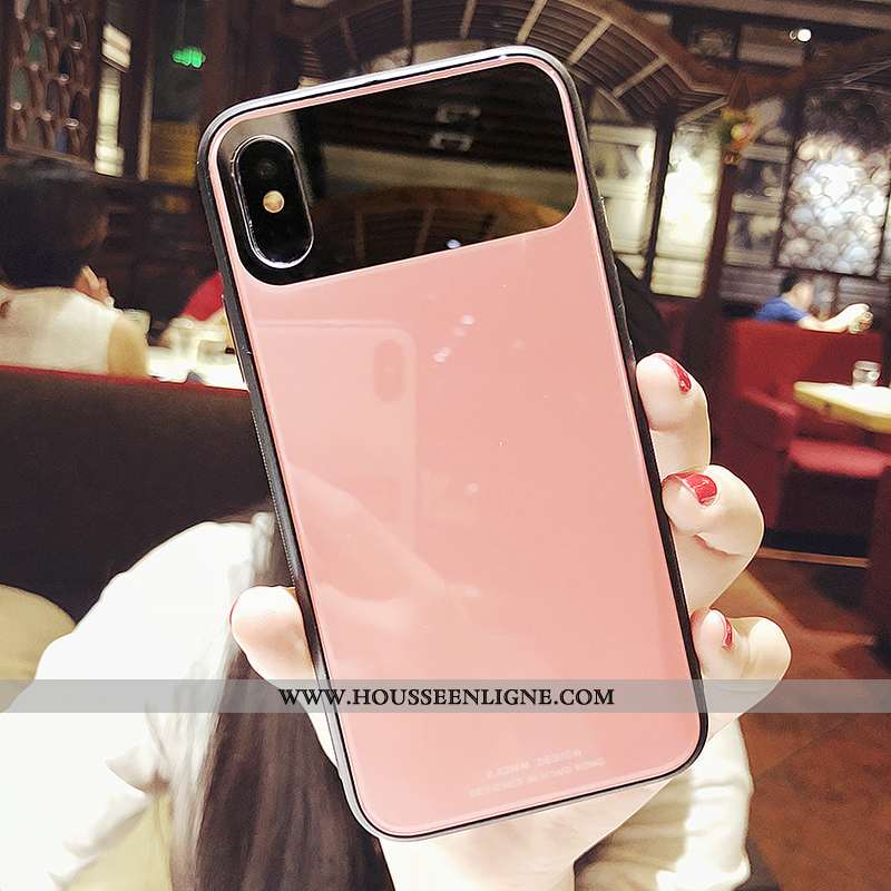 Housse iPhone Xs Personnalité Tendance Verre Téléphone Portable Coque Miroir Rose