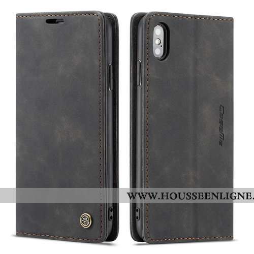 Housse iPhone Xs Protection Créatif Business Clamshell Incassable Étui Carte Noir