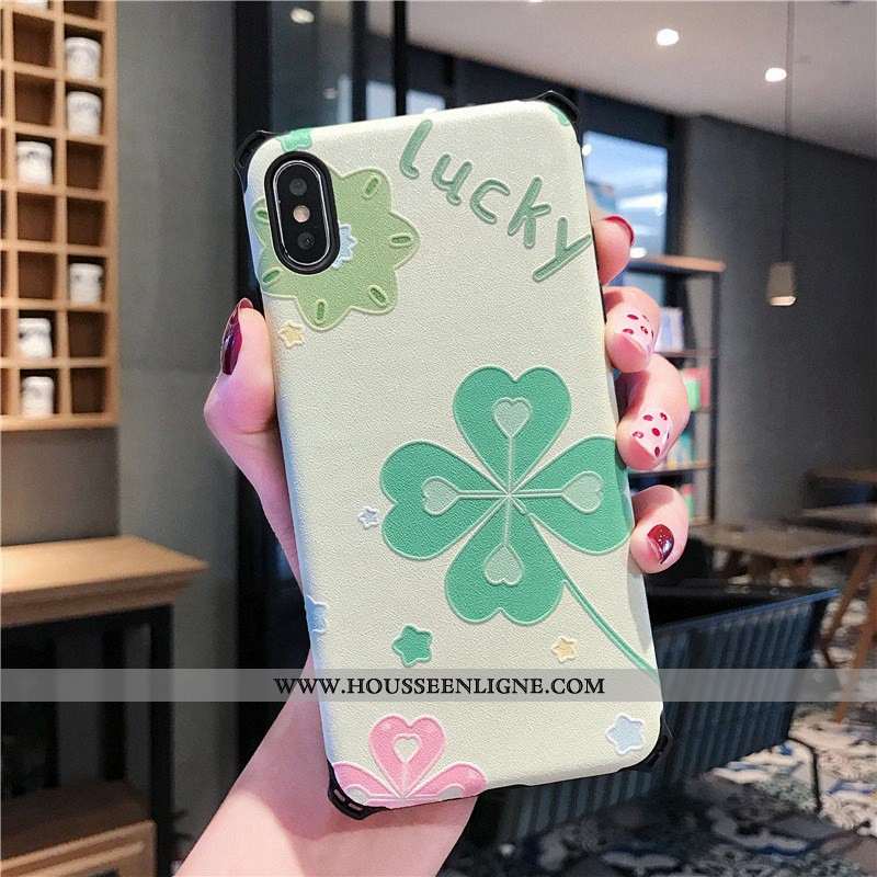 Housse iPhone Xs Protection Gaufrage Petit Incassable Silicone Téléphone Portable Rose