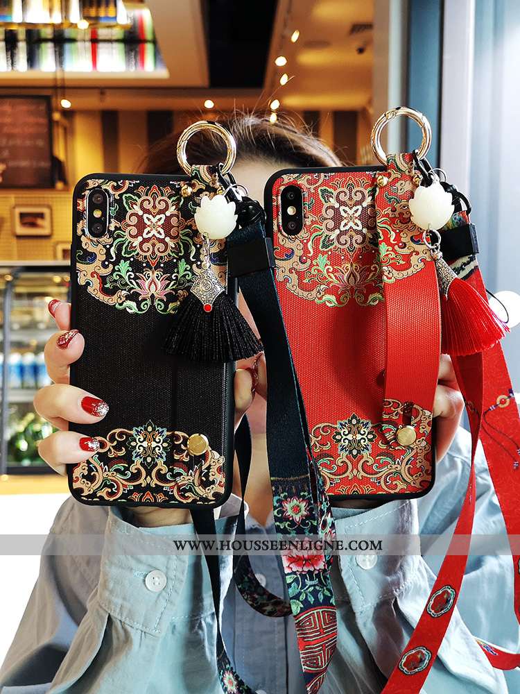 Housse iPhone Xs Silicone Tendance Rouge Tout Compris Nouveau Noir Téléphone Portable