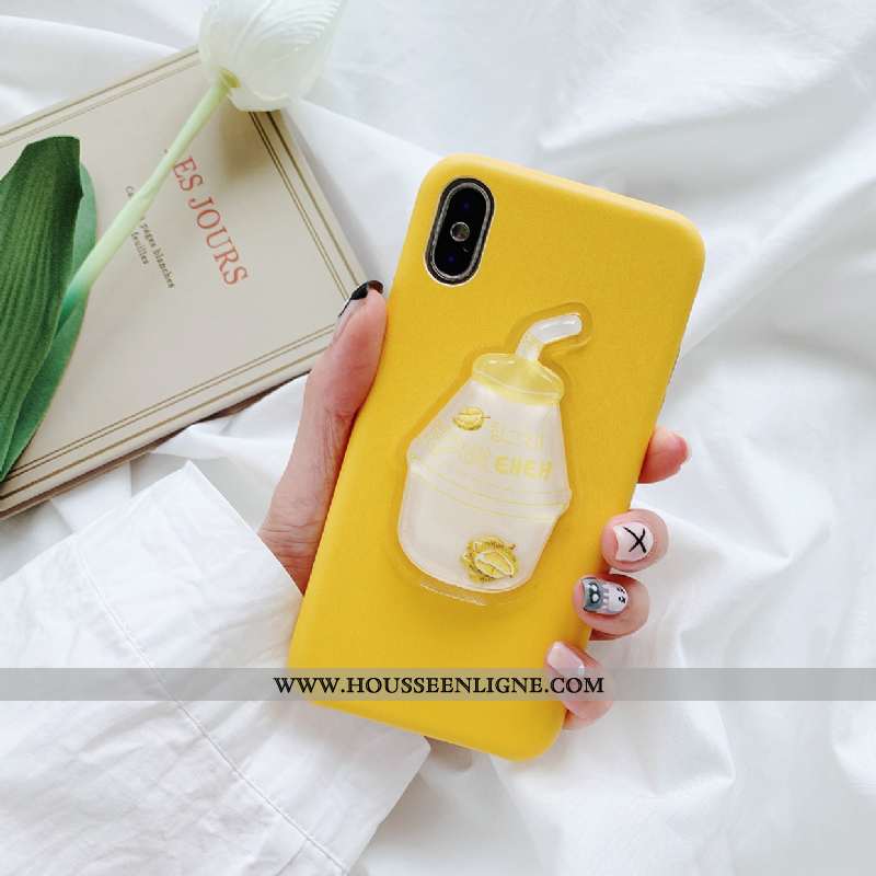 Housse iPhone Xs Silicone Téléphone Portable Incassable Liquide Amoureux Net Rouge Jaune Verte